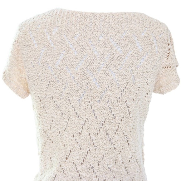 VINTAGE Hand Crocheted Pullover Short Sleeve Sweater Top, MEDIUM - Picture 4 of 4